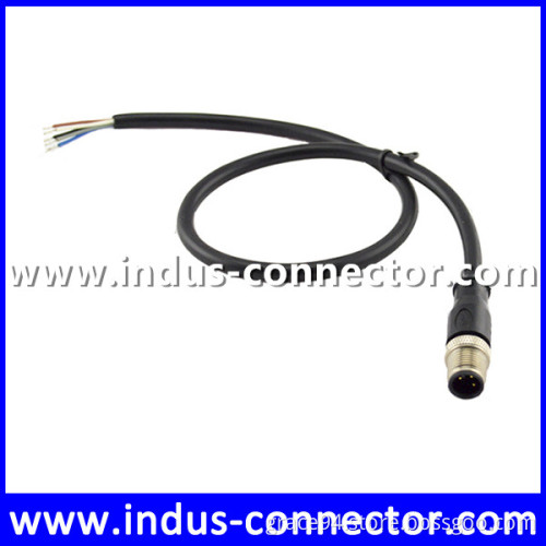 M12 3 pin male green yellow black white color molded cable pvc pur material sensor
